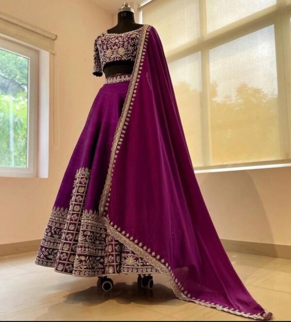 Purple Classic gold embroidery Casual wear lehenga