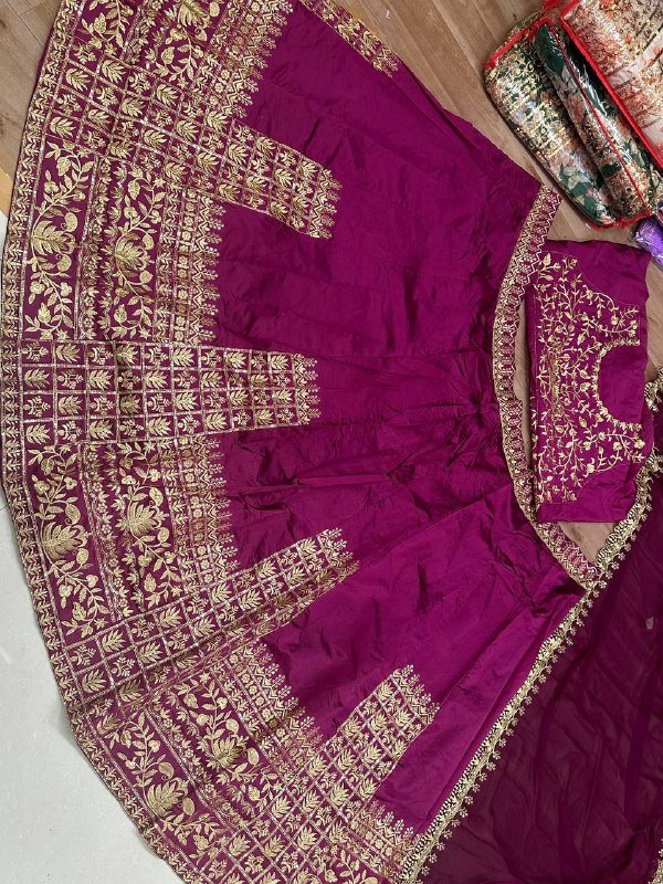Purple Classic gold embroidery Casual wear lehenga