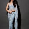 Soft blue and mint Saree elegant dinner shiny wear