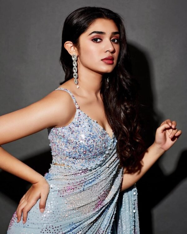 Soft blue and mint Saree elegant dinner shiny wear