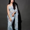 Soft blue and mint Saree elegant dinner shiny wear