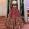Red lehenga with gold Sequence Shiny Vibrant Dinner Wear