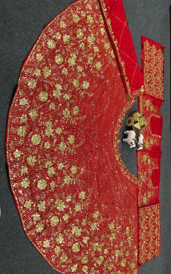 Red lehenga with gold Sequence Shiny Vibrant Dinner Wear
