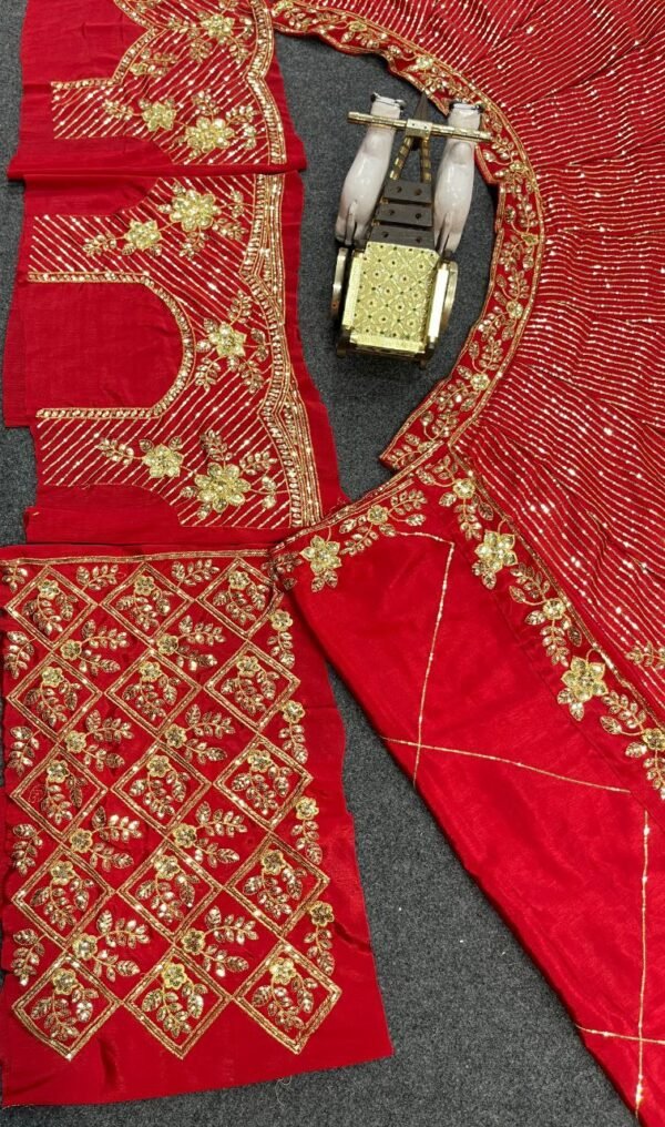 Red lehenga with gold Sequence Shiny Vibrant Dinner Wear