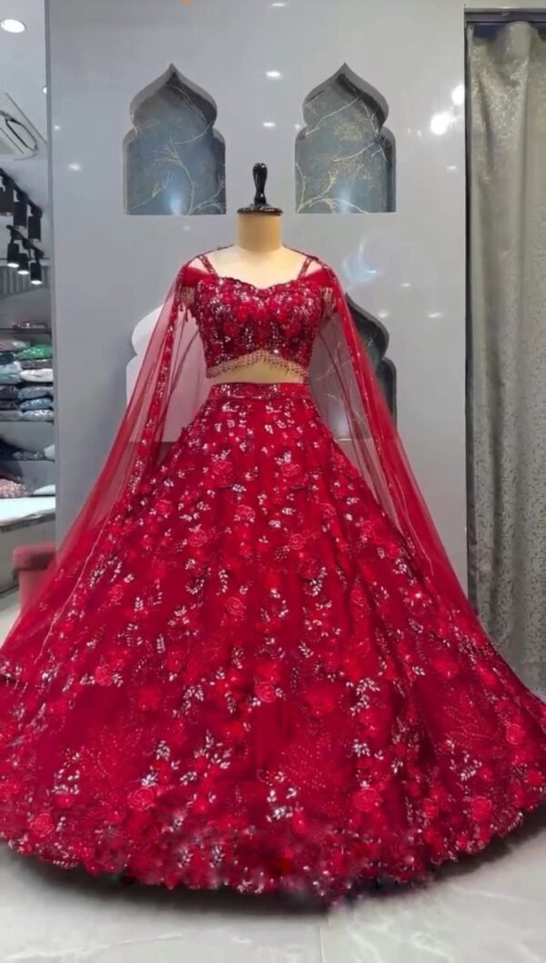 Red Sequence Shiny Vibrant Dinner lehenga