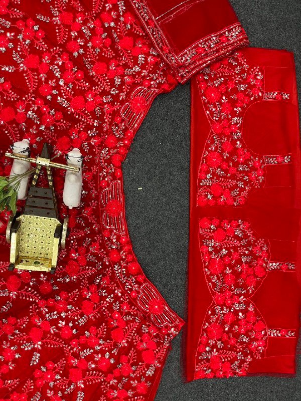 Red Sequence Shiny Vibrant Dinner lehenga