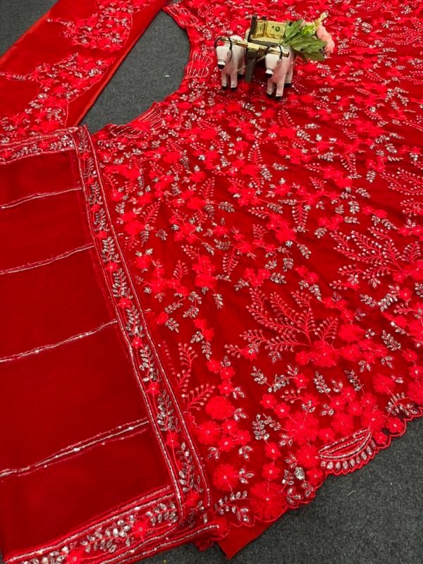 Red Sequence Shiny Vibrant Dinner lehenga