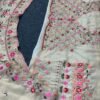 White lehenga with pink floral elegant dinner lehenga