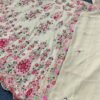 White lehenga with pink floral elegant dinner lehenga