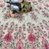 White lehenga with pink floral elegant dinner lehenga