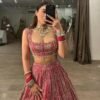 Red Grand Bridal full Sequence silk lehenga shiny