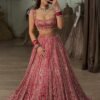 Red Grand Bridal full Sequence silk lehenga shiny