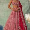 Red Grand Bridal full Sequence silk lehenga shiny