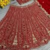 Red Grand Bridal full Sequence silk lehenga shiny