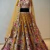 Orange floral design embroidery dinner grand lehenga