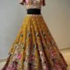 Orange floral design embroidery dinner grand lehenga