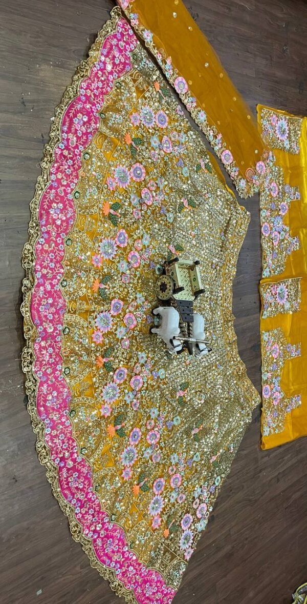 Orange floral design embroidery dinner grand lehenga