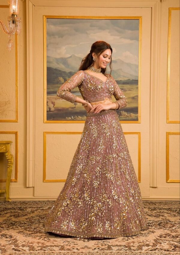 Pink Partywear Georgette Lehenga with Full Flair