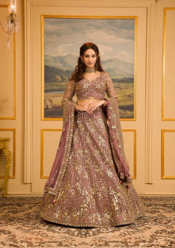 Pink Partywear Georgette Lehenga with Full Flair