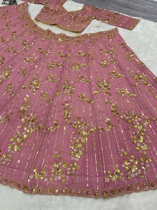 Pink Partywear Georgette Lehenga with Full Flair