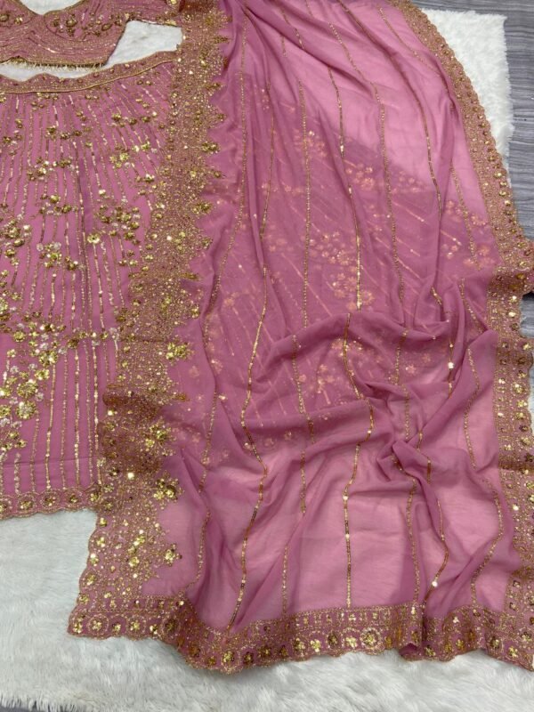 Pink Partywear Georgette Lehenga with Full Flair