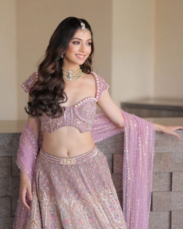 photo_6082253280248970865_y Pink pearl Kasturi Silk Embellished elegant dinner lehenga