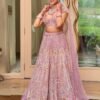 Pink pearl Kasturi Silk Embellished elegant dinner lehenga