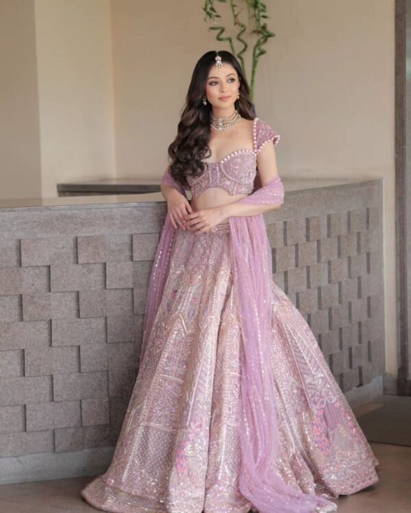 photo_6082253280248970868_y Pink pearl Kasturi Silk Embellished elegant dinner lehenga