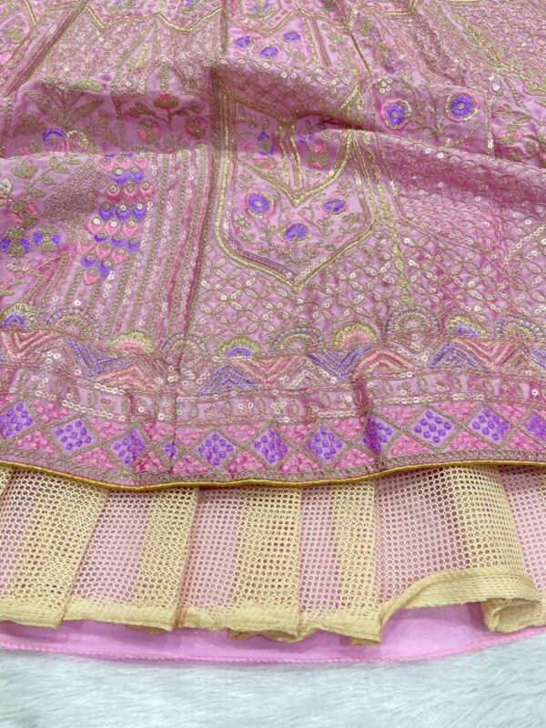 photo_6082253280248970869_y Pink pearl Kasturi Silk Embellished elegant dinner lehenga