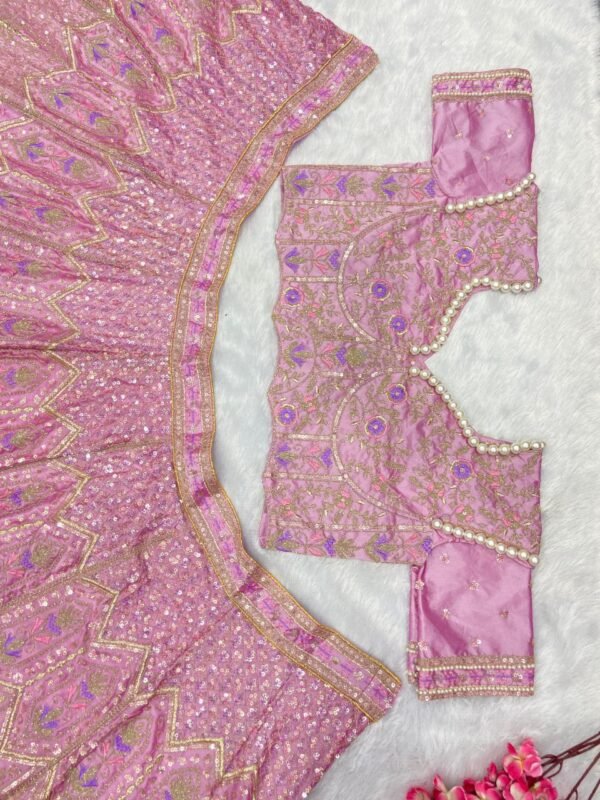photo_6082253280248970870_y Pink pearl Kasturi Silk Embellished elegant dinner lehenga