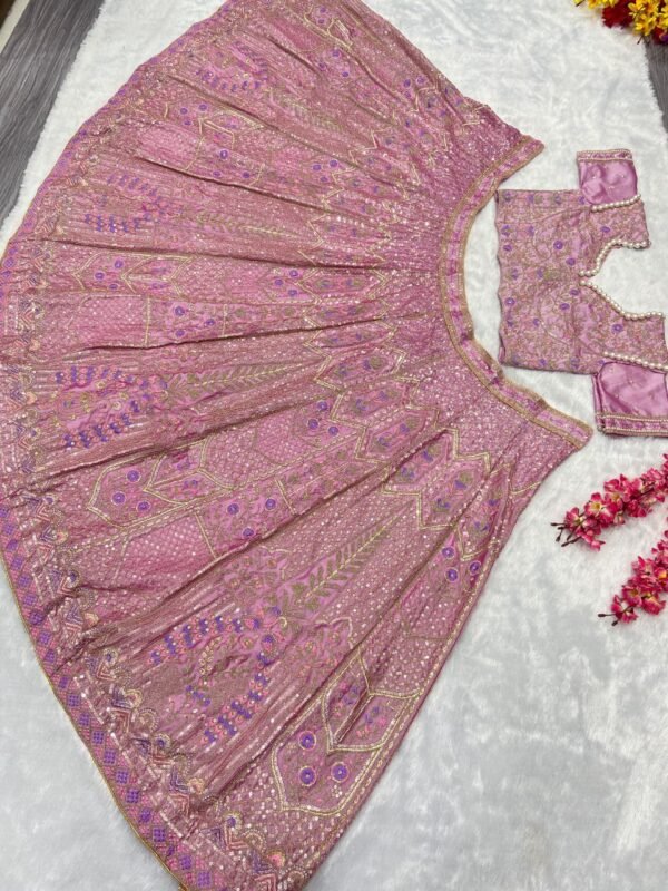 photo_6082253280248970872_y Pink pearl Kasturi Silk Embellished elegant dinner lehenga
