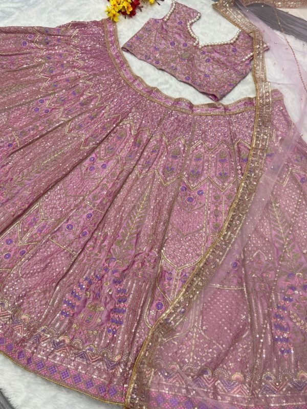 photo_6082253280248970875_y Pink pearl Kasturi Silk Embellished elegant dinner lehenga
