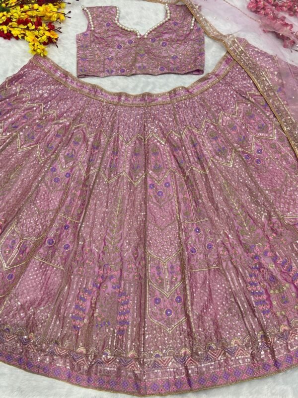 photo_6082253280248970876_y Pink pearl Kasturi Silk Embellished elegant dinner lehenga