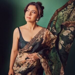 Black floral georgette sequence digital print casual saree