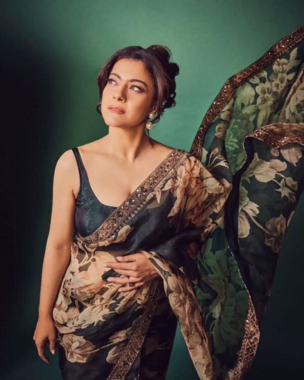 Black floral georgette sequence digital print casual saree