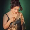 Black floral georgette sequence digital print casual saree