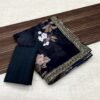 Black floral georgette sequence digital print casual saree