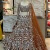 Gold mirror sequence shiny dinner bridal lehenga