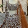 Gold mirror sequence shiny dinner bridal lehenga