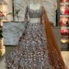 Gold mirror sequence shiny dinner bridal lehenga