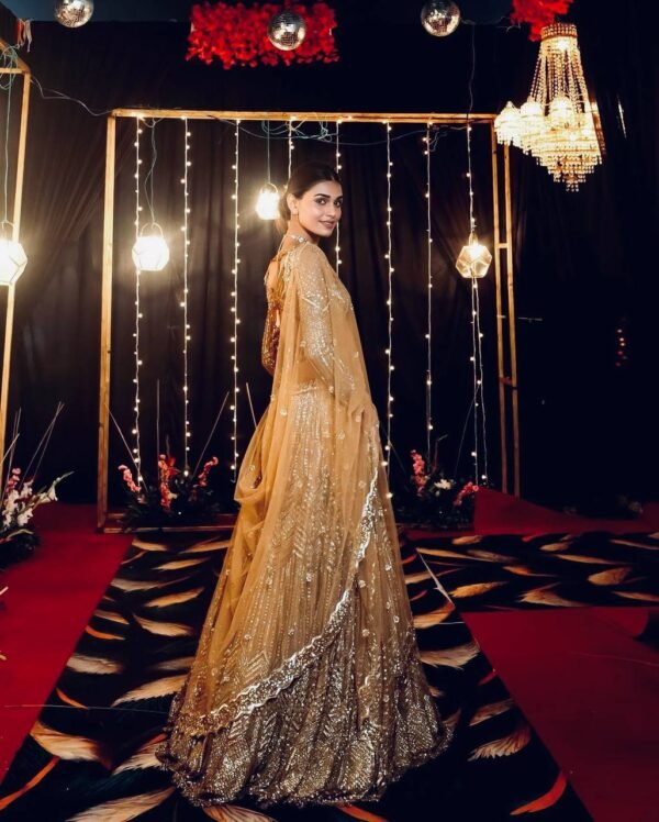 Gold glamour kasturi silk glitter Georgette dinner lehenga