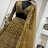 Gold glamour kasturi silk glitter Georgette dinner lehenga