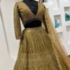 Gold glamour kasturi silk glitter Georgette dinner lehenga