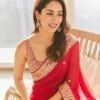 Red mirror fancy dori silk sequence dinner saree