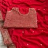 Red mirror fancy dori silk sequence dinner saree