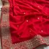 Red mirror fancy dori silk sequence dinner saree