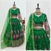 Green Fox Georgette With Digital Print flower design lehenga