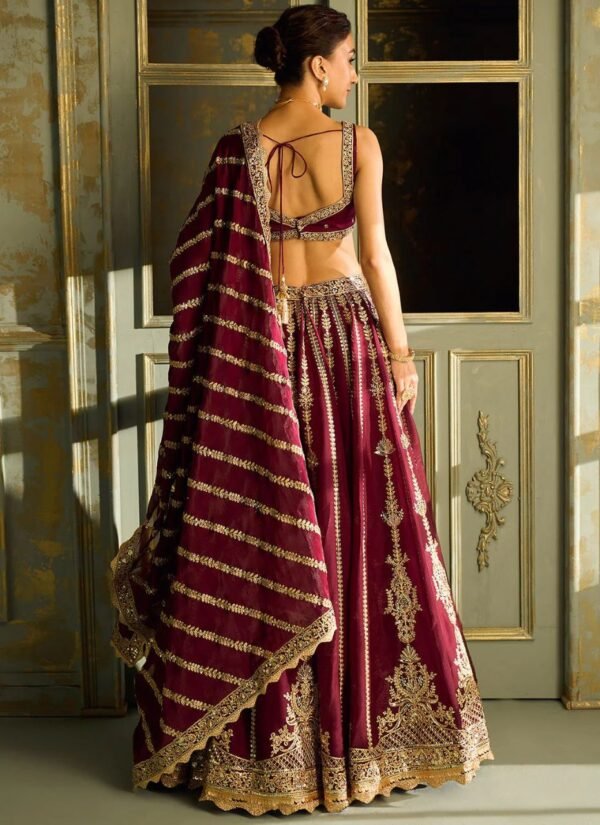 Red Kasturi silk elegant bridal set lehenga with traditional