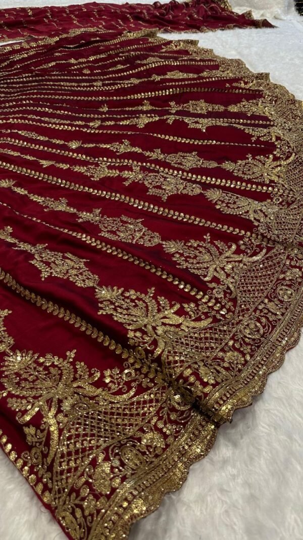 Red Kasturi silk elegant bridal set lehenga with traditional