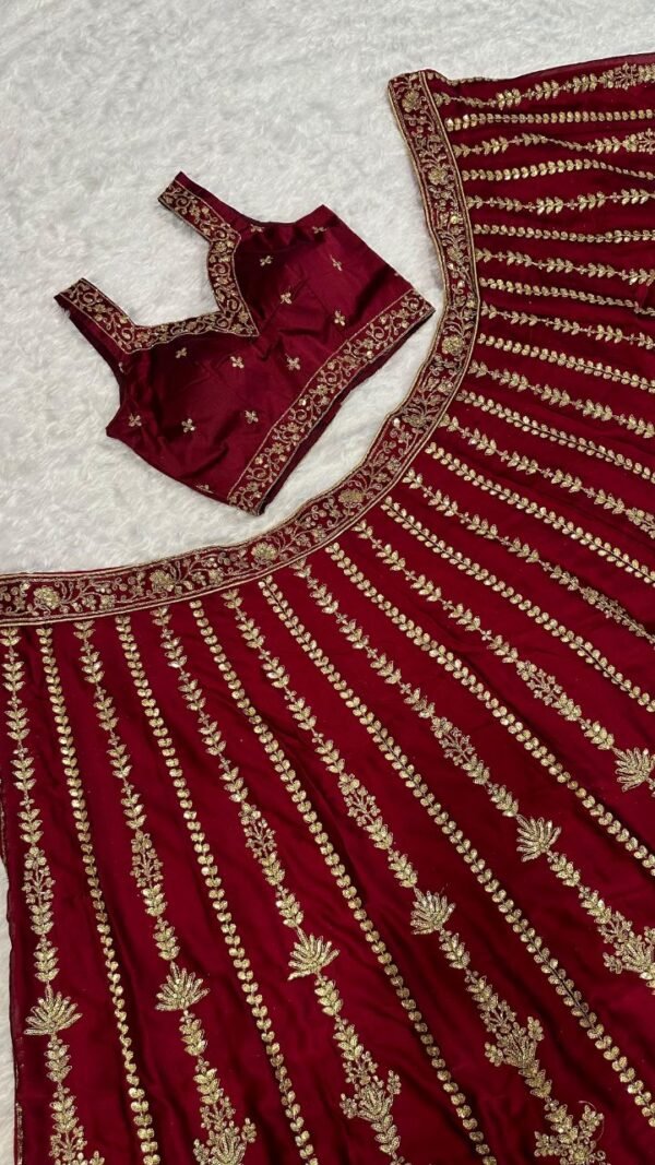 Red Kasturi silk elegant bridal set lehenga with traditional